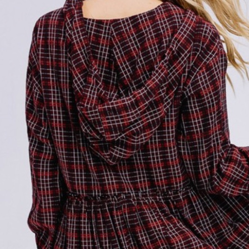 ❤️2 for $40❤️wine lined hooded plaid dress - Picture 9 of 10